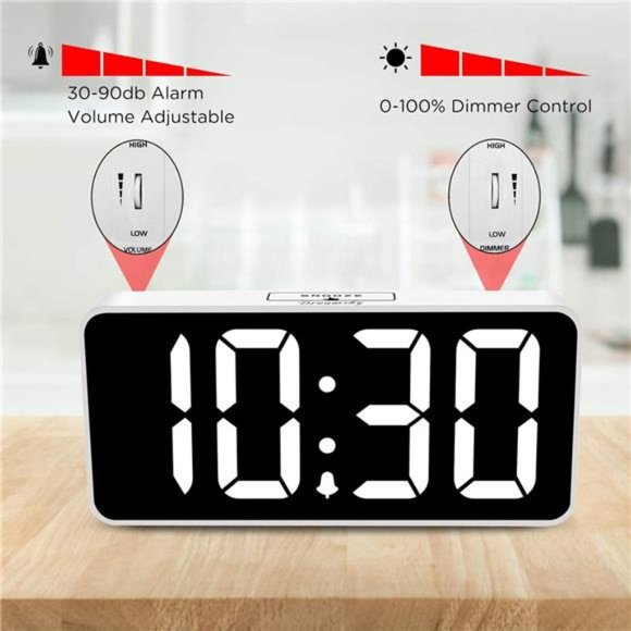 Large Digital Alarm Clock Big Numbers for Seniors & Visually Impaired, 9 Inches - Picture 5 of 6